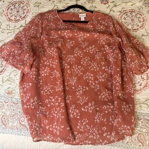 Ava & Viv Terracotta Floral Blouse
